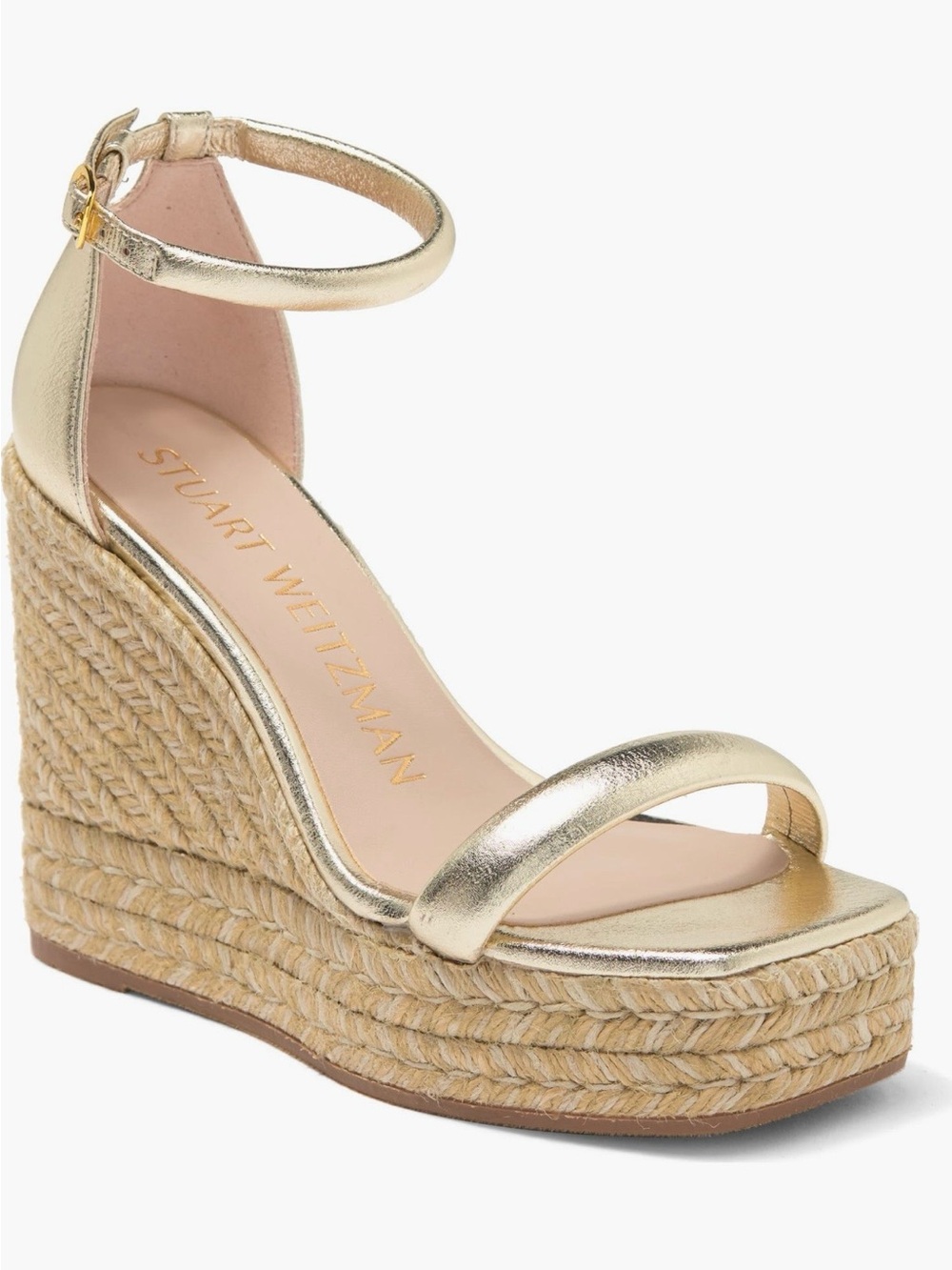 Stuart Weitzman Women’s Gold Espadrille Wedge Sandals